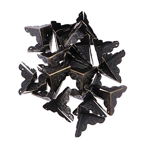 LIOOBO Kantenabdeckung Kantenschutz Metall Vintage Box Eckenschutz Dreieck mit 120 Nagel 30 Stücke (Schwarz) von LIOOBO