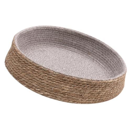 LIOOBO Katzenbett aus Rattan Rundes Handgewebtes Schlafnest für Hunde und Katzen Langlebig Bequem und Waschbar für Kleine Haustiere Hellbraun von LIOOBO