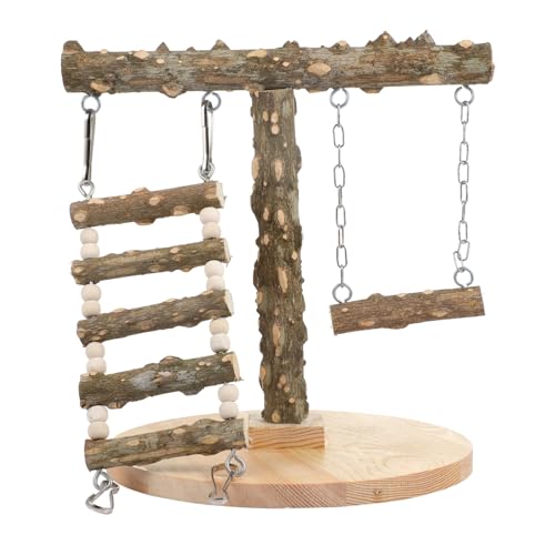 LIOOBO Natürlicher Holz vogelstand mit Stabilem Sockel Robuste Sitzstange für Wellensittiche und Papageien Beißfestes Geruchloses Spiel Klettergestell zur Vogelhaltung und Training von LIOOBO