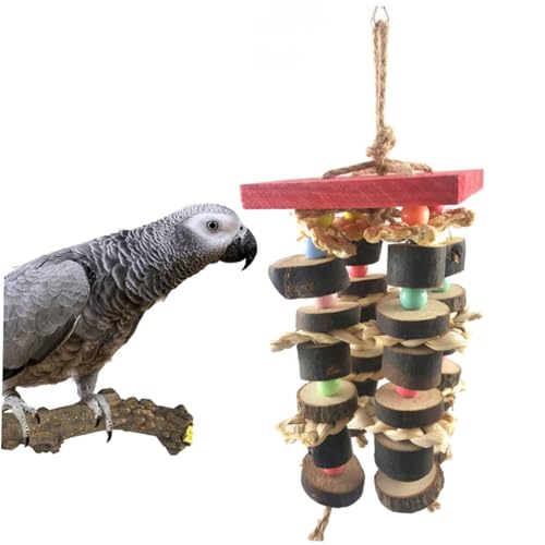 LIOOBO Natürliches Holz Kauspielzeug für Papageien und Wellensittiche Hängendes Schnabel schleifspielzeug Spiel Bewegung und Schnabelpflege Sicher und Langlebig von LIOOBO