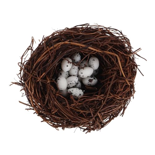 LIOOBO Simulation Mini Vogelnest Set mit Künstlichen Eiern Dekoratives Rattan Vogelnest für Garten Heim Party und Weihnachtsbaumgestaltung LIOOBO Simulation Mini Vogelnest Set mit Künstlichen Eiern Dekoratives Rattan Vogelnest für Garten Heim Party und Weihnachtsbaumgestaltung von LIOOBO