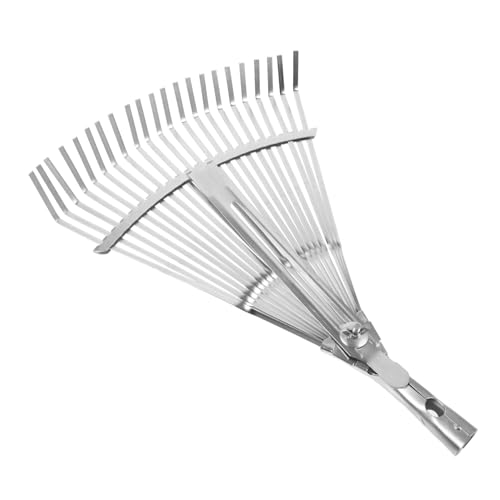 LIOOBO Verstellbarer Gartenrechen mit Robustem Metallkopf zum Entfernen von Laub und Schmutz Leicht und Tragbar für Gartenliebhaber von LIOOBO
