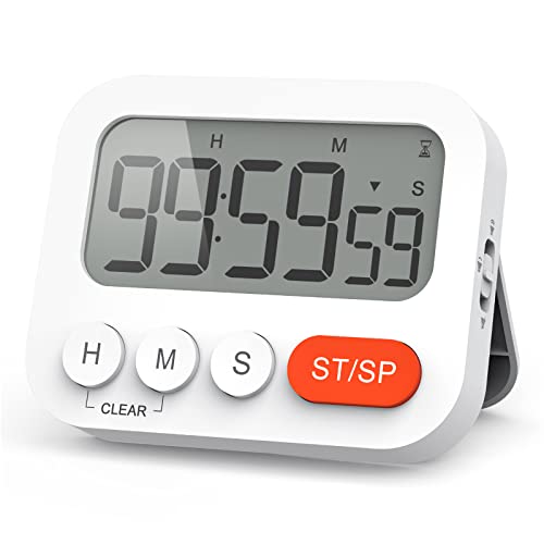 LIORQUE Digitaler Timer Eieruhr digital Küchentimer mit Uhr, Stoppuhr, Wecker, Magnet, 3-stufiger Lautstärke, LCD Anzeige für Lernen, Kochen, Sport von LIORQUE