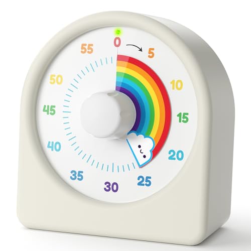 LIORQUE Visueller Timer 60 Minuten Countdown Timer für Kinder und Erwachsene Leiser Kurzzeitmesser mit Silikongehäuse Pausenfunktion wiederaufladbarem Akku für Küche Schule Büro von LIORQUE