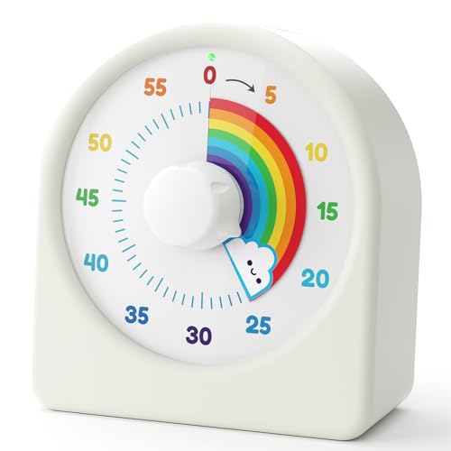 LIORQUE Visueller Timer 60 Minuten Countdown Timer für Kinder und Erwachsene Leiser Kurzzeitmesser mit Silikongehäuse Pausenfunktion wiederaufladbarem Akku für Küche Schule Büro von LIORQUE
