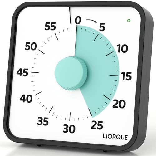 LIORQUE 19cm Visueller Timer 60 Minuten Countdown Timer mit großem Bildschirm für Kinder und Erwachsene Leiser Kurzzeitmesser für Küche Schule Büro Batterie inklusive (Cyan) LIORQUE 19cm Visueller Timer 60 Minuten Countdown Timer mit großem Bildschirm für Kinder und Erwachsene Leiser Kurzzeitmesser für Küche Schule Büro Batterie inklusive (Cyan) von LIORQUE