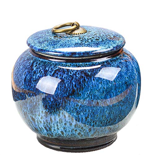 LIOYUHGTFY Urnen for Asche Urne Hund Tierurnen for Katze Asche for Erwachsene Souvenirs Nach Einäscherung Handgefertigte Keramik (5X4.8inch 4.56X4.56inch) (Farbe : Alluvial Gold Enamel) von LIOYUHGTFY
