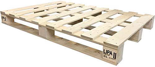 LIPA Bett Palettenbett 140 x 200 cm Massivholzbett Holzbett 140cm Holz Bettgestell (140x200) von LIPA