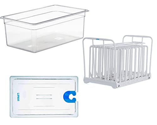 LIPAVI Sous Vide SYSTEM - Deckel, Behälter und Gestell - Polycarbonat Gestell - Multi-Fit deckel - 24L Wasserbad - Passt auf die meisten Modelle ⌀70mm von LIPAVI