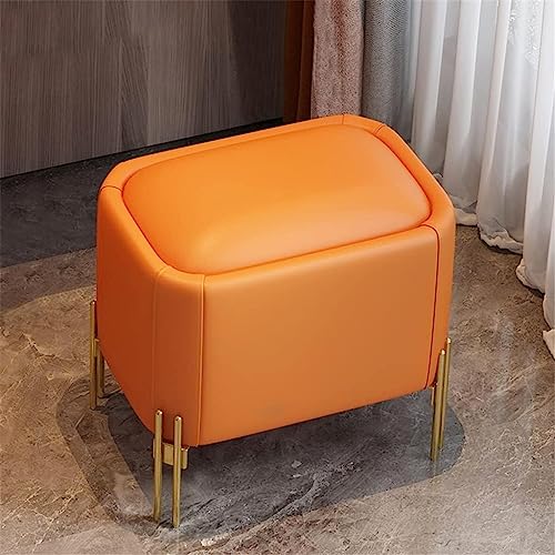 Klappbarer Fußhocker Frisiertischbank für Schlafzimmer, Leder, Ottomane, Pouf, Türseiten-Schuhhocker, Fußstütze, Fußhocker, Tatami-Futon für Chaiselongue (Farbe: Schwarz, Größe: 45 x 49 cm) von LIPJIA