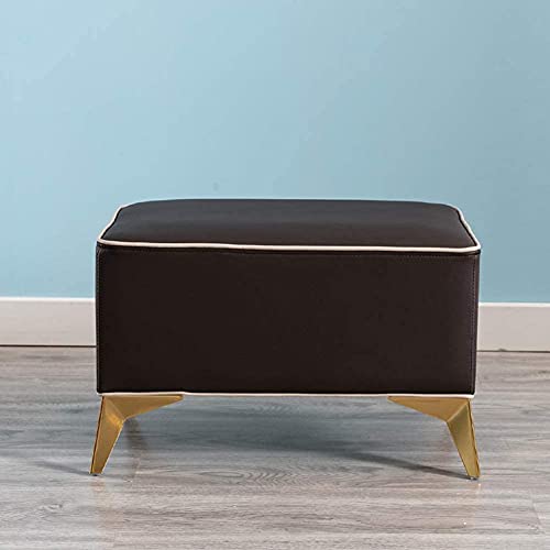 LIPJIA Klappbarer Fußhocker Fußhocker, Ottomane aus Kunstleder, rechteckiger Fußhocker mit Metallbeinen, gepolsterte Sitzbank, Hockerstuhl für Frisiertisch, Schlafzimmer, Büro, Beige/Braun/60 * 40 von LIPJIA