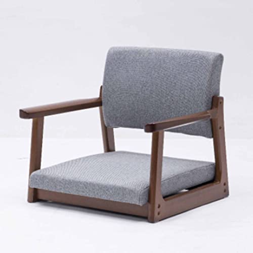 LIPJIA Klappbarer Fußhocker Fußhocker, Tatami-Stuhl aus massivem Holz ohne Beine mit Armlehne und Rückenlehne, Bodenstuhl, bequemer, gepolsterter Stuhl im japanischen Stil, mit niedriger Sitzfläche von LIPJIA