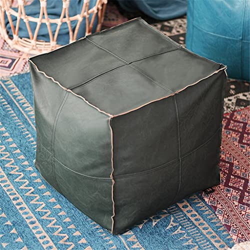 LIPJIA Klappbarer Fußhocker PU Leder Pouf Sticken Handwerk Sofa Ottomane Fußhocker Große 45cm Künstliche Leder Ungepolsterte Kissen von LIPJIA