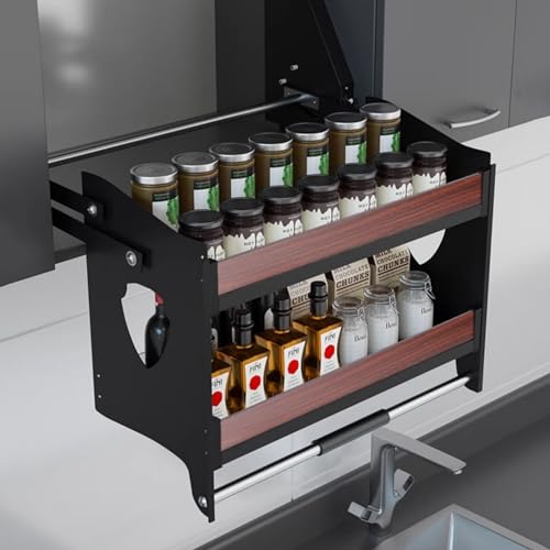 LIPJIA Küchenorganizer Robuster Aufbewahrungs-Organizer für obere Küchenwandschränke, Gewürzregal-Organizer für Küchengeräte, herunterklappbares Regal zum Herunterziehen, ausziehbares Regal LIPJIA Küchenorganizer Robuster Aufbewahrungs-Organizer für obere Küchenwandschränke, Gewürzregal-Organizer für Küchengeräte, herunterklappbares Regal zum Herunterziehen, ausziehbares Regal von LIPJIA