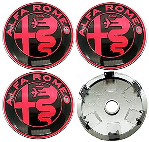 LIPPSY Nabendeckel 4 STÜCKE 60mm für Alfa Romeo 159 147 156 Giulietta Mito Car Rad Center Hub Cap Auto Styling Felgen Abdeckung Badge Emblem Aufkleber Radnabenkappen,A von LIPPSY