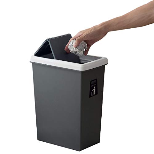 LIQIN Touch Typ Abfallbehälter Mülleimer Mülleimer 10L Mit Deckel Papierkorb Schmale Küche Wohnzimmer Badezimmer 2 Farbe 25,7 * 16,3 * 33,5 cm (Color : Gray) von LIQIN