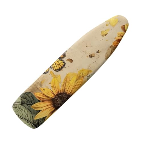 Bügelbrettbezug Gelbe Retro Blume Klein Bügelbrett für Dampfbügelstation Einfach zu Installierender Hitzebeständige Bezug Bügelbrett mit Elastischem Band (M) von LIQKK