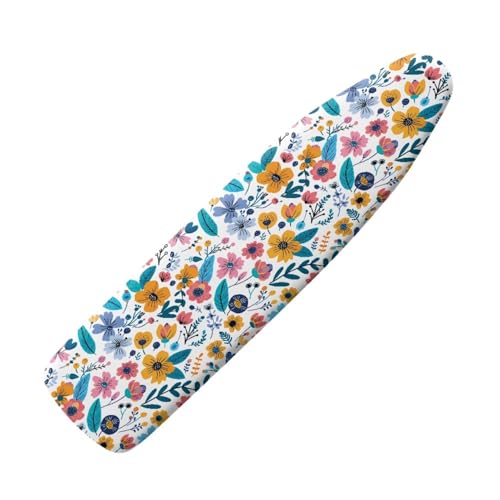Bügelbrettbezug Rosa Gelbe Blumen Klein Bügelbrett für Dampfbügelstation Einfach zu Installierender Hitzebeständige Bezug Bügelbrett mit Elastischem Band (M) von LIQKK