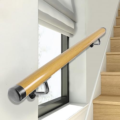 LIQONWAG 50–600 cm Pvc-Leiter Für Innentreppen, Wandmontiertes Sicherheitsgeländer Mit Halterung, Rutschfester Stützgriff Für Kinder Und Ältere Menschen, Langlebiges Treppengeländer/Natural/215Cm/7Ft von LIQONWAG