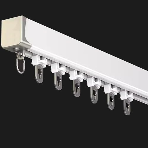 LIQONWAG Aluminium-Decken-Einzelvorhangschienenschiene Für Wohnmobil/Krankenhaus, Kundenspezifisches Nahtloses Schiebevorhangschienenset Für Raumteiler/White/Length-14.7Ft/4.5M von LIQONWAG