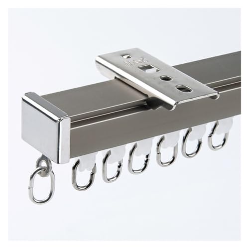LIQONWAG Aluminium-Vorhangschiene, Strapazierfähig, Für Raumteiler, Deckenmontage, Geräuscharm, Für Wohnzimmer, Mit Gleitern/Champne/180Cm(2 * 90Cm) von LIQONWAG
