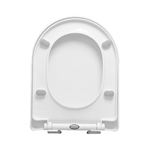 LIQONWAG D-Förmiger Toilettensitz Mit Absenkautomatik, Weiß, Toilettendeckel Aus Pp-Material, Einfache Installation Mit Befestigung Oben Und Verstellbaren Scharnieren, Toilettensitze Mit Schnellversch von LIQONWAG