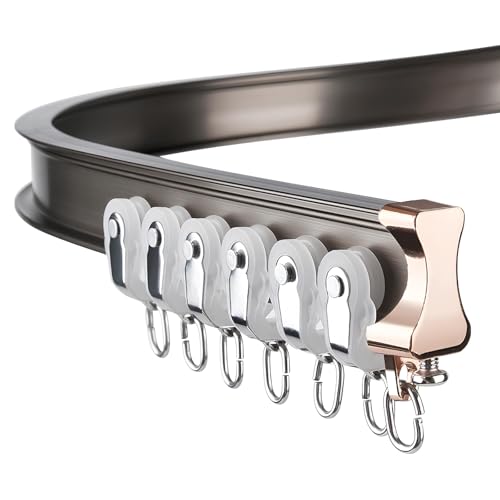 LIQONWAG Deckenmontierte Vorhangschiene Mit Rolle – Wandmontiertes Erkerfenster-Vorhangschienensystem Für Dusch-Raumteiler – Champagner/Champne/500Cm/4 * 120Cm von LIQONWAG