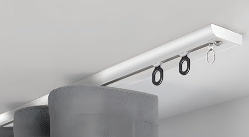 LIQONWAG Deckenvorhangschiene, Dicke, Schwere Aluminium-Vorhangschienen, Deckenmontage-Vorhangschienen Mit Rolle, Raumteiler-Leises Vorhangschienen-Kit/White/300Cm/9.8Ft von LIQONWAG