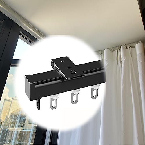 LIQONWAG Deckenvorhangschiene, Strapazierfähig – Wandtrennvorhangstangen Für Raumteiler – Vorhangschienen Für Die Decke Montieren – Vorhangführungsschiene/Black (Side Mount)/5M/16.4Ft von LIQONWAG