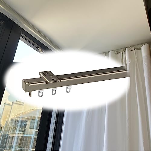 LIQONWAG Deckenvorhangschiene, Strapazierfähig – Wandtrennvorhangstangen Für Raumteiler – Vorhangschienen Für Die Decke Montieren – Vorhangführungsschiene/Champne (Top Mount)/5M/16.4Ft von LIQONWAG