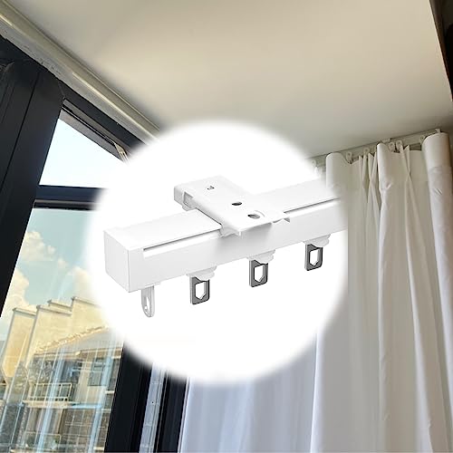 LIQONWAG Deckenvorhangschiene, Strapazierfähig – Wandtrennvorhangstangen Für Raumteiler – Vorhangschienen Für Die Decke Montieren – Vorhangführungsschiene/White (Side Mount)/5M/16.4Ft von LIQONWAG