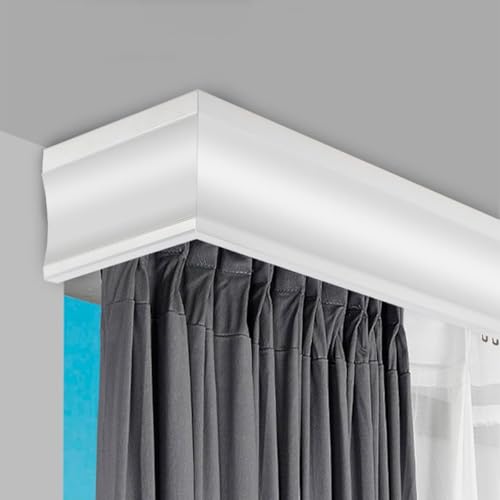 LIQONWAG Doppelte Vorhangschiene – Drei-In-Eins-Integrierte, An Der Decke Montierte Gleitschiene Mit Prallschiene Für Individuell Anpassbare Fensterbehandlungen/White/100Cm/39.4In/3.3Ft von LIQONWAG