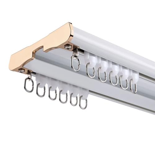 LIQONWAG Doppelte Vorhangschiene – Hochleistungs-Deckenschiene Aus Alumifür Wohnzimmer, Badezimmer, Schlafzimmer – Anpassbares Trennwandschienen-Set Für Einfache Installation/Ivory White/200Cm/78.7In von LIQONWAG