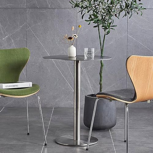 LIQONWAG Edelstahltisch Für 2–4 Personen, Runder Bartisch Für Restaurants Im Freien, Kleine Beistelltische Aus Metall, Für Wohnzimmer, Café, Büro, Balkon Und Terrasse/40 * 40 * 95Cm von LIQONWAG