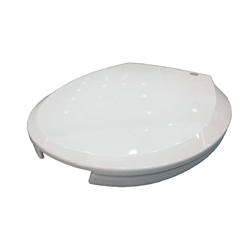 LIQONWAG Kommerzieller Toilettensitz Mit Offener Vorderseite Und Deckel, Runder Toilettensitz, Toilettensitz Mit Absenkautomatik, Toilettensitz Aus Kunststoff Mit Großer Öffnung, Weiß/35.5 * 40Cm von LIQONWAG