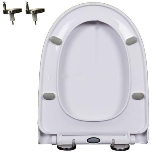 LIQONWAG Langsam Schließender Toilettensitz, Weißer Toilettensitzbezug, Leise Schließender Toilettendeckel Und -Sitz Mit Um 360 ° Verstellbarem Scharnier Und Ein-Klick-Schnellverschluss Für Einfache R von LIQONWAG