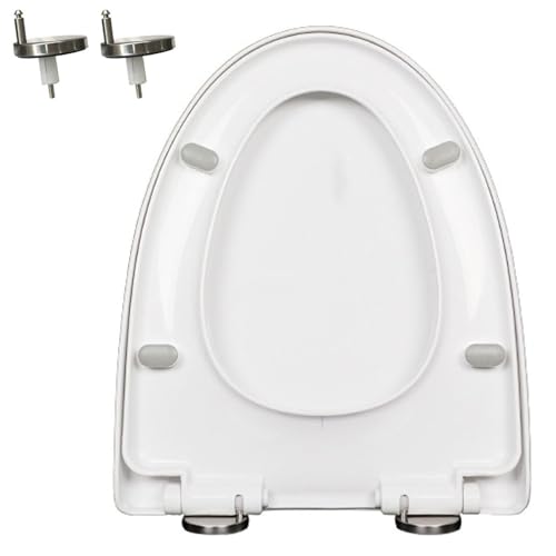 LIQONWAG Langsam Schließender Toilettensitz, Weißer Toilettensitzbezug, Leise Schließender Toilettendeckel Und -Sitz Mit Um 360 ° Verstellbarem Scharnier Und Ein-Klick-Schnellverschluss Für Einfache R von LIQONWAG