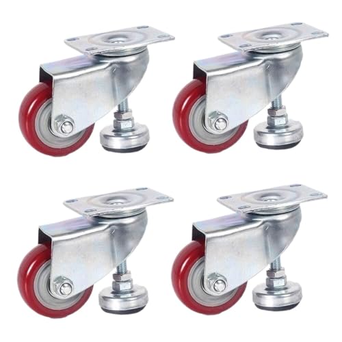 LIQONWAG Lenkrollen 4Er-Set Polyurethan Schwenkbare Möbelrollen Höhenverstellbare Lenkrollen Möbelrollen/Rosso/4Inch von LIQONWAG