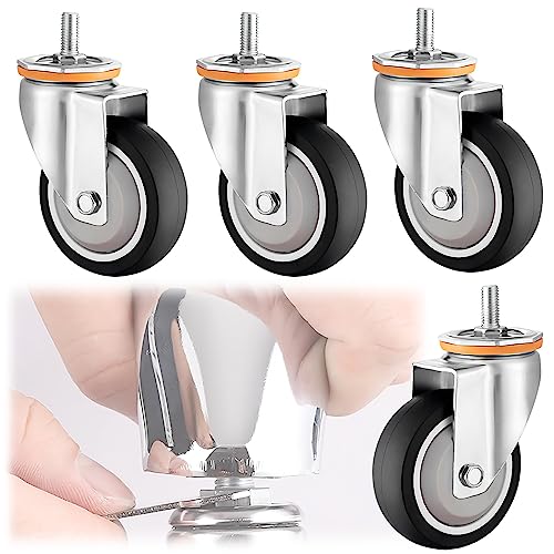 LIQONWAG Lenkrollen Mit Doppelter Feststellbremse – 4Er-Pack, Gewindeschaft M10 M12, Ersatzrollen Für Möbel/Swivel/125Mm-A von LIQONWAG