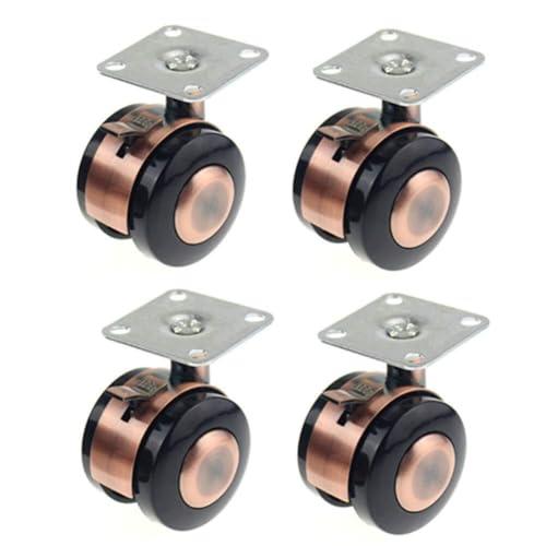 LIQONWAG Lenkrollen Möbel Universalrad Leise Mit Bremse Möbel Aktenschrank Universalrolle 4-Teimöbelräder/Bruin/2Inch von LIQONWAG