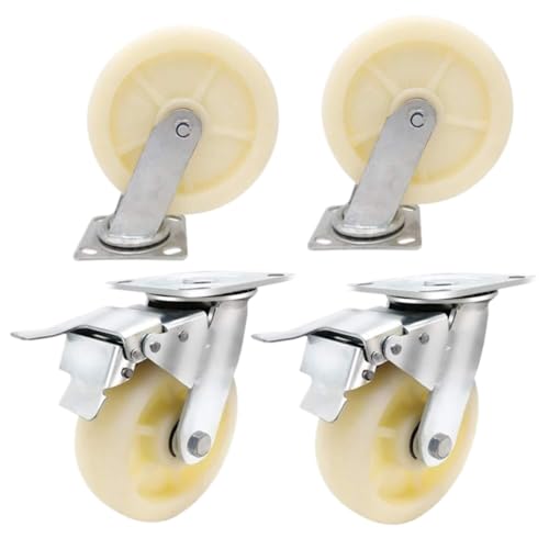 LIQONWAG Lenkrollen Nylon-Universalrolle Mit Bremse Hochleistungs-Möbelrolle Trolley-Transportrolle 4Er-Pack Möbelrollen/Sier/6Inch von LIQONWAG