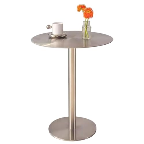 LIQONWAG Runder Stehtisch Frühstückstisch 40 Cm/50 cm Tischplatte Aus Edelstahohe Tische Mit Metallfuß Konsole Kaffee-/Wohnzimmer-/Restaurant-/Pausenraum-/Wirtshaustisch/40 * 40 * 75Cm von LIQONWAG