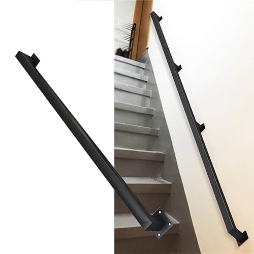 LIQONWAG Schwarze Metalltreppe 1 Bis 6 M – Robustes Sicherheitsgeländer Aus Schmiedeeisen Mit Wandhalterungen Und Schrauben | Stilvolles Treppengeländer Für Drinnen Und Draußen/510Cm von LIQONWAG