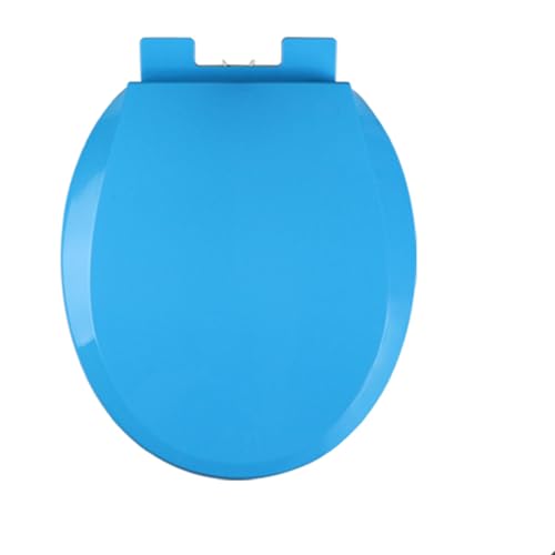 LIQONWAG Toilettensitz Mit Absenkautomatik, Einfache Befestigung Oben, Runde Toilettensitze, Farbe Mit Verstellbaren Kunststoffbefestigungen, Ovaler, Runder Toilettendeckel, 360 X 410 Mm/Blue von LIQONWAG