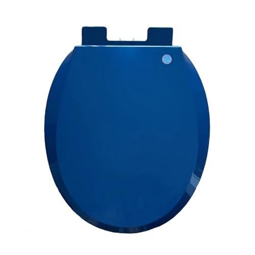 LIQONWAG Toilettensitz Mit Absenkautomatik, Einfache Befestigung Oben, Runde Toilettensitze, Farbe Mit Verstellbaren Kunststoffbefestigungen, Ovaler, Runder Toilettendeckel, 360 X 410 Mm/K Blue von LIQONWAG