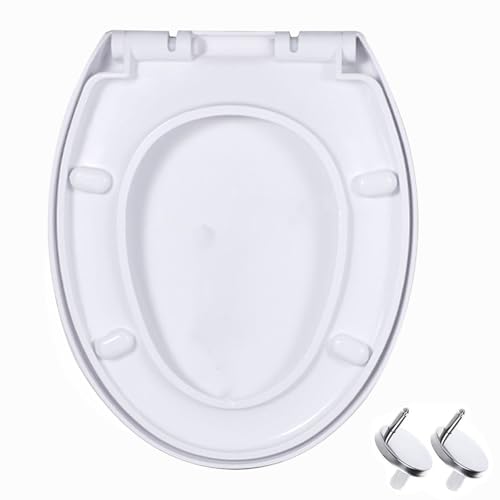 LIQONWAG Toilettensitz Mit Absenkautomatik, Leise, Kein Zuschlagen, O-Förmiger Toilettendeckel, Toilettensitzbezug Mit Verstellbaren Scharnieren Und Schnellverschluss Für Einfache Reinigung, Vier Stoß von LIQONWAG