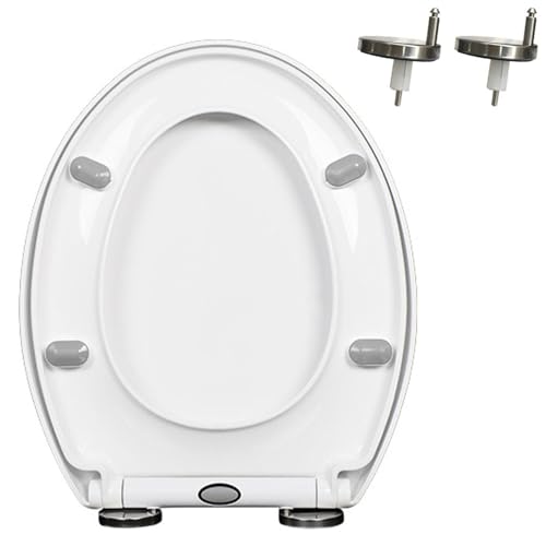 LIQONWAG Toilettensitz Mit Absenkautomatik, Leise Schließendem Toilettendeckel Und Sitz, Schnellverschluss Mit Einem Klick, Und Zu Reinigen, Löst Sich Nie, 360° Verstellbares Scharnier, Pp/43 * 37Cm von LIQONWAG