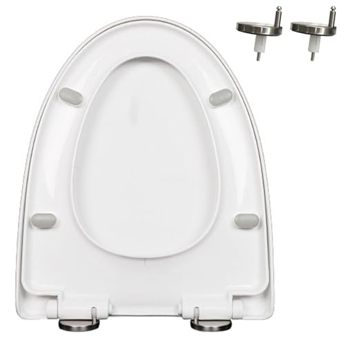 LIQONWAG Toilettensitz Mit Absenkautomatik, Leise Schließendem Toilettendeckel Und Sitz, Schnellverschluss Mit Einem Klick, Und Zu Reinigen, Löst Sich Nie, 360° Verstellbares Scharnier, Pp/47 * 38Cm von LIQONWAG