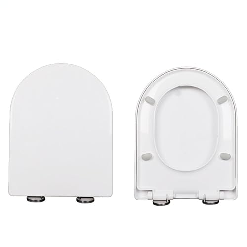 LIQONWAG Toilettensitz Mit Absenkautomatik Und Schnellverschluss Per Mausklick, Und Zu Reinigen, Leise Schließender Toilettensitzbezug Mit Verstellbarem Scharnier, Weißer D/U-Förmiger Toilettendeckel, von LIQONWAG