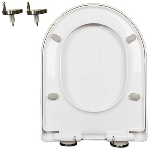 LIQONWAG Toilettensitz Mit Deckel, Leise Schließend, Schnelles Lösen Mit Einem Klick, Einfache Installation, Toilettensitz Und Deckel Mit Absenkautomatik, Einfache Reinigung, Löst Sich Nie, Weiß, U-Fö von LIQONWAG